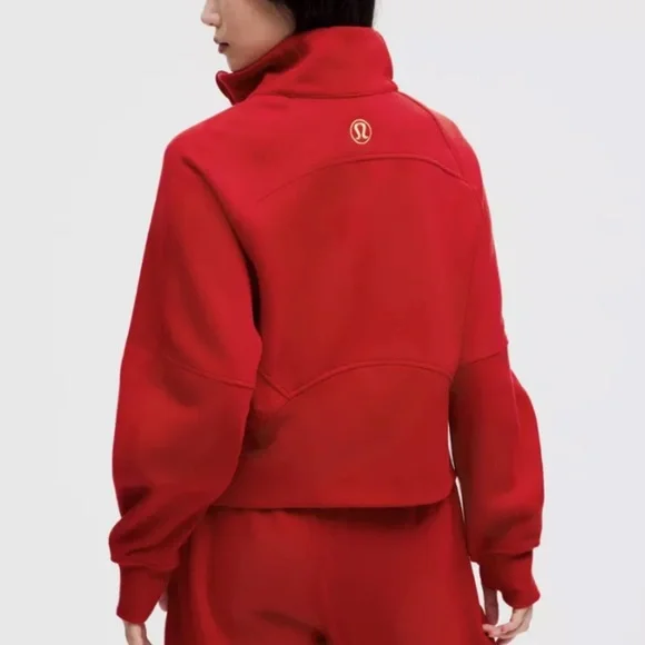 Lululemon Lunar New Year Scuba Oversized Funnel Neck Half Zip Dark Red XS/S - Picture 2 of 7